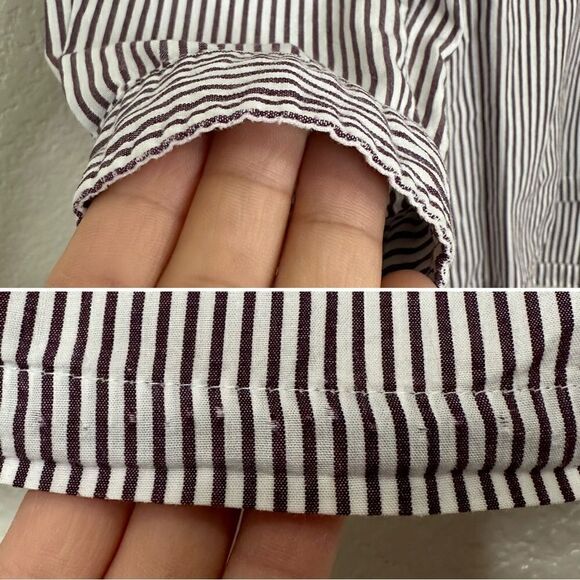 Bobbie Brooks Shoe Appliques Purple White Striped Button Down Shirt - Picture 12 of 13